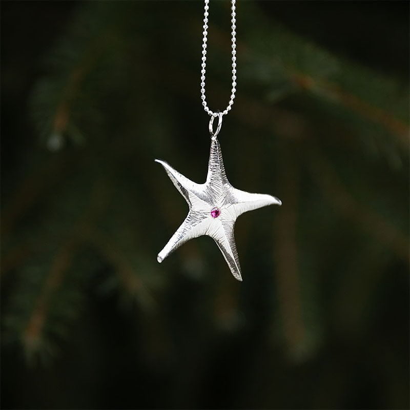 Meritähti punaisella kivellä